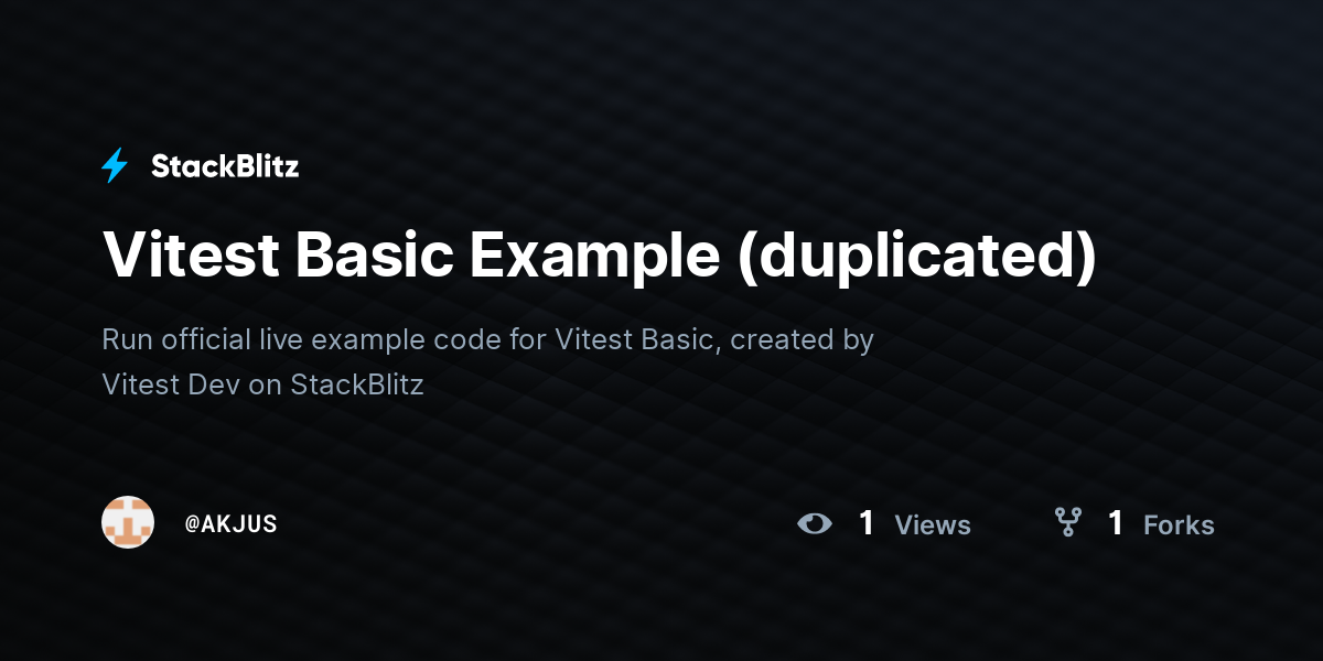 Vitest Basic Example (duplicated) - StackBlitz