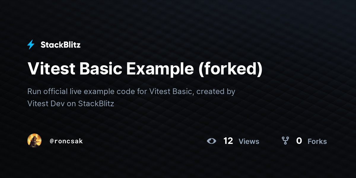 Vitest Basic Example (forked) - StackBlitz