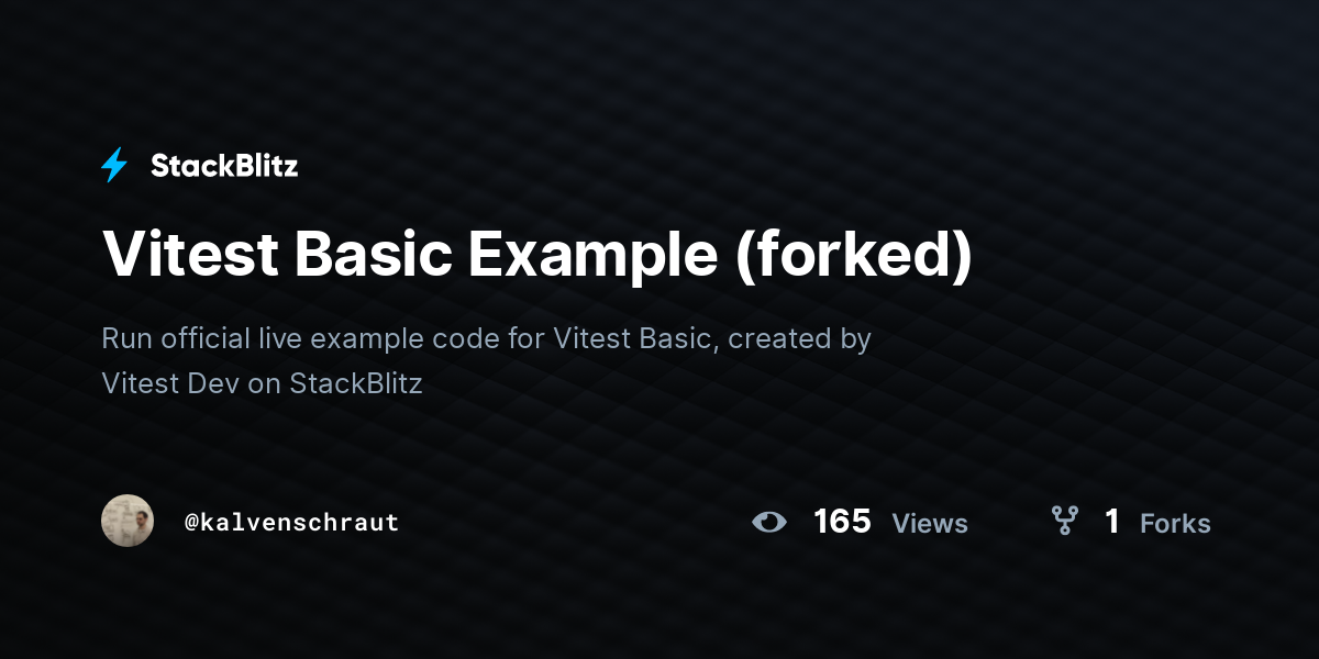 Vitest Basic Example (forked) - StackBlitz