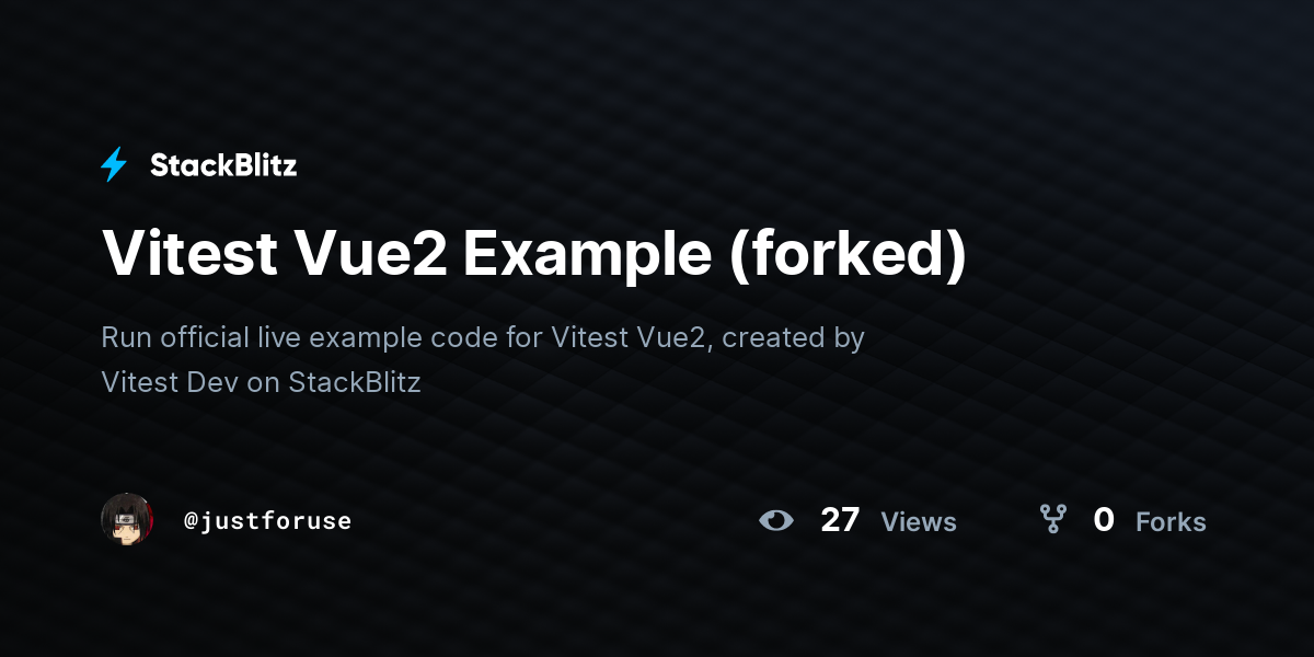 Vitest Vue2 Example (forked) - StackBlitz