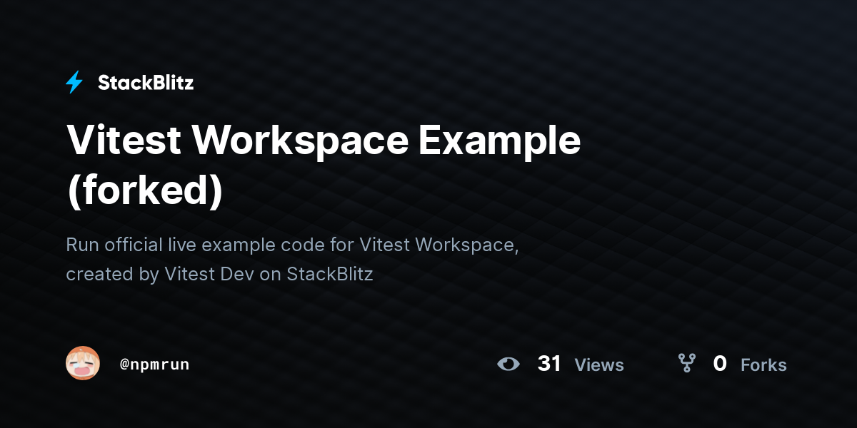 Vitest Workspace Example (forked) - StackBlitz