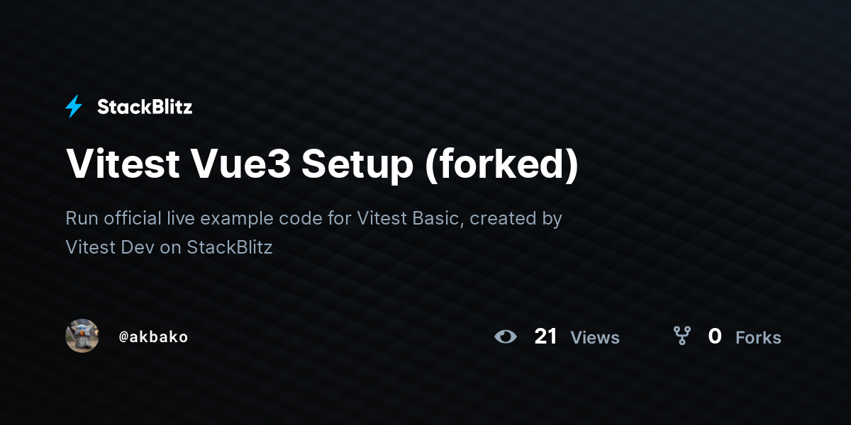 Vitest Vue3 Setup (forked) - StackBlitz
