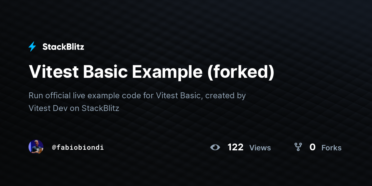Vitest Basic Example (forked) - StackBlitz