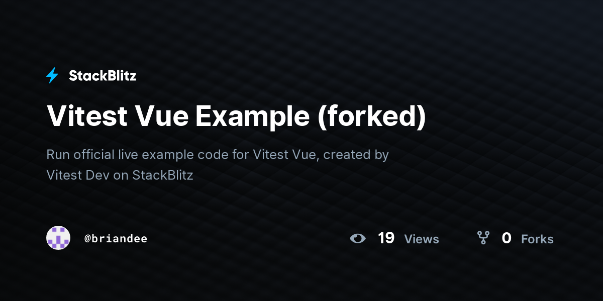 Vitest Vue Example (forked) - StackBlitz