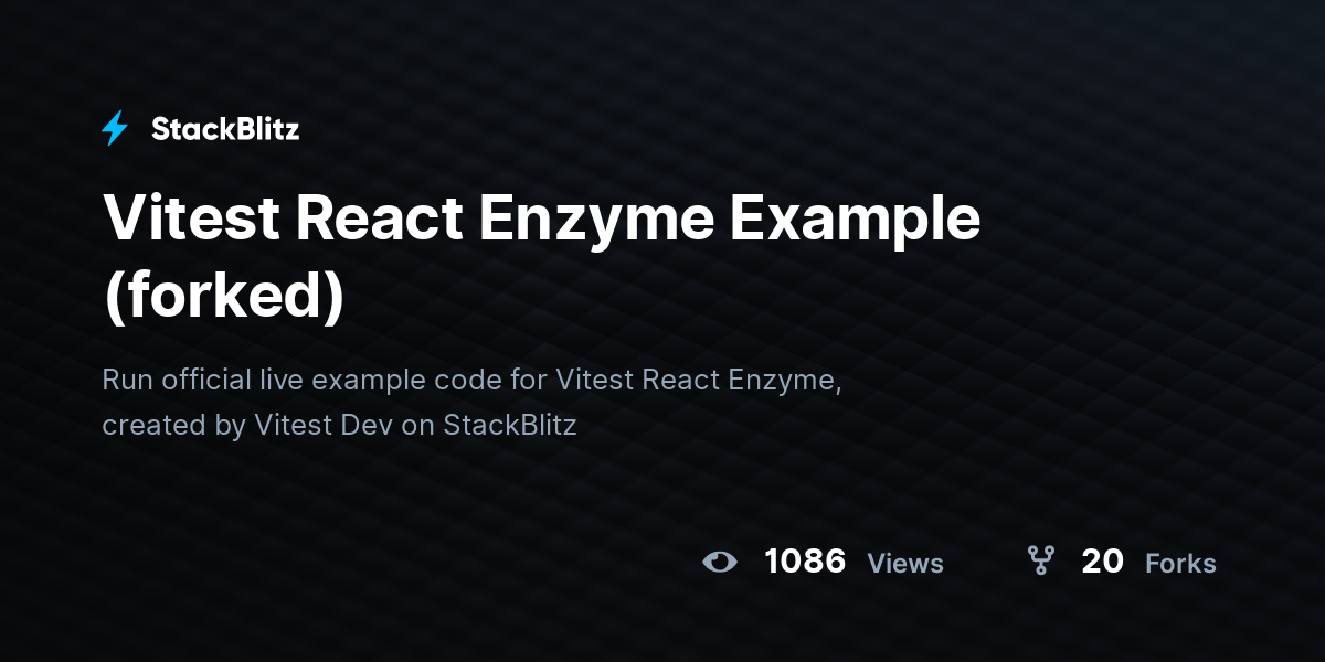 Vitest React Enzyme Example (forked) - StackBlitz