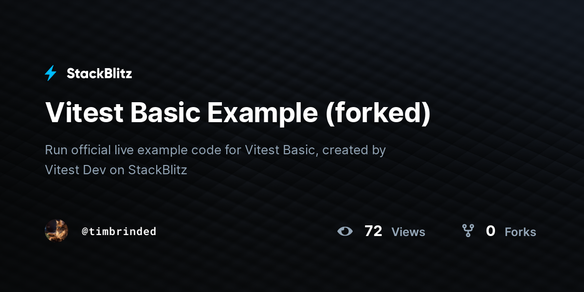 Vitest Basic Example (forked) - StackBlitz