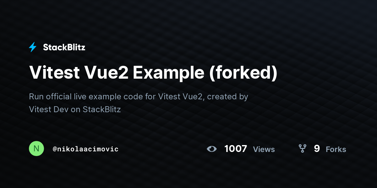 Vitest Vue2 Example (forked) - StackBlitz