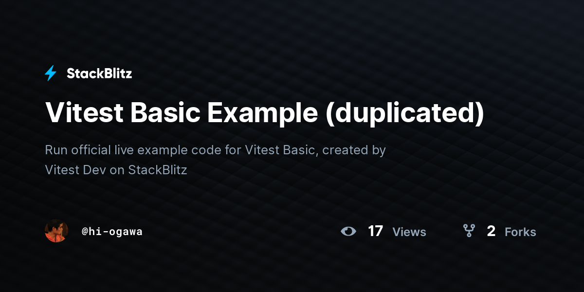 Vitest Basic Example (duplicated) - StackBlitz