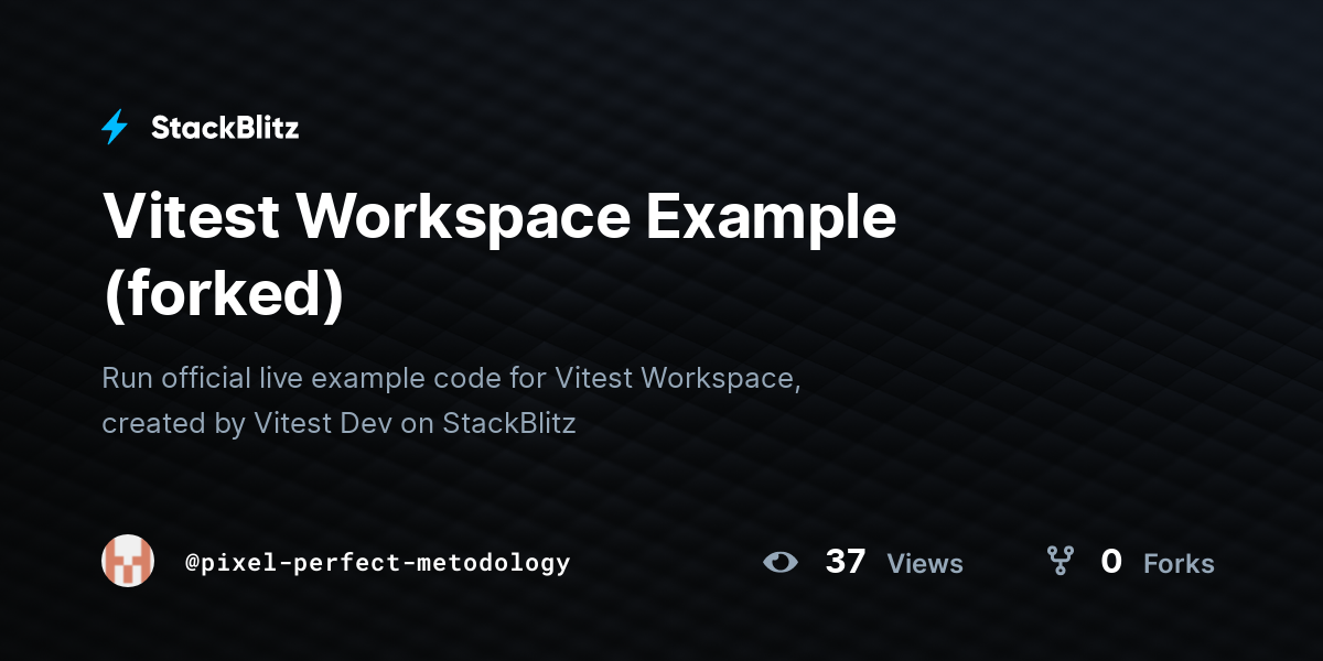 Vitest Workspace Example (forked) - StackBlitz
