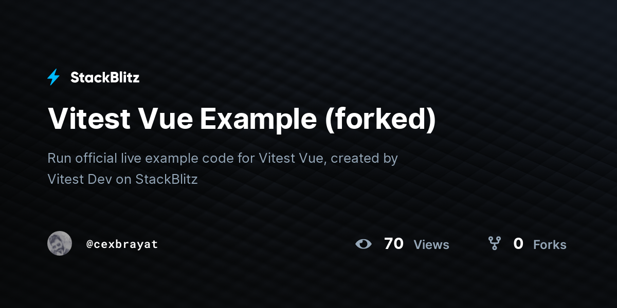Vitest Vue Example (forked) - StackBlitz