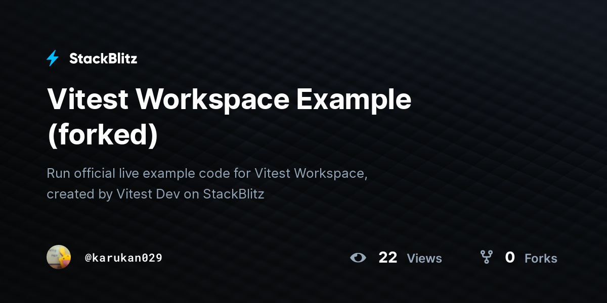 Vitest Workspace Example (forked) - StackBlitz