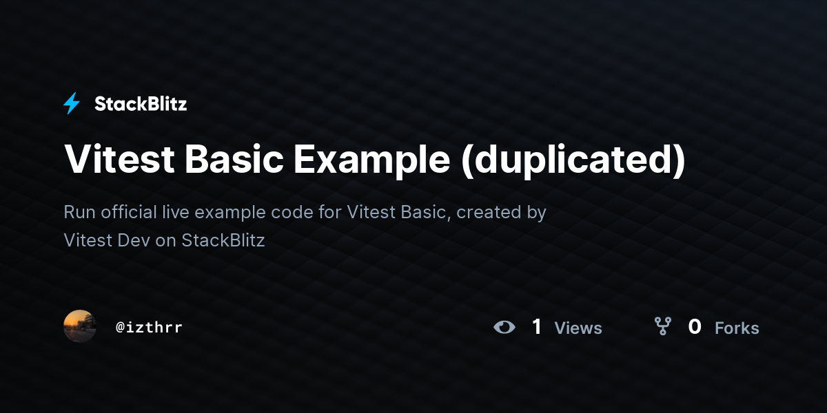 Vitest Basic Example (duplicated) - StackBlitz