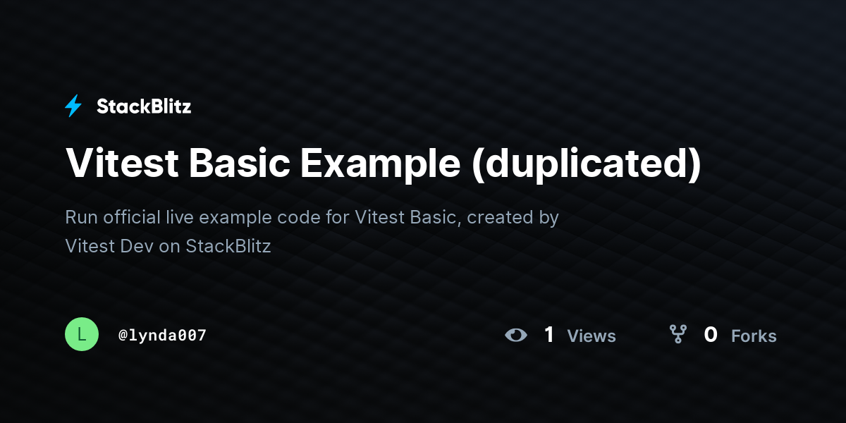 Vitest Basic Example (duplicated) - StackBlitz