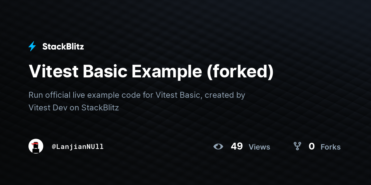 Vitest Basic Example (forked) - StackBlitz