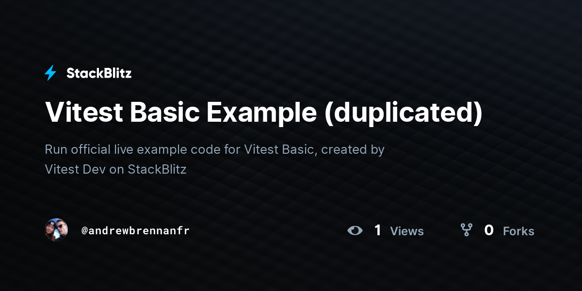 Vitest Basic Example (duplicated) - StackBlitz