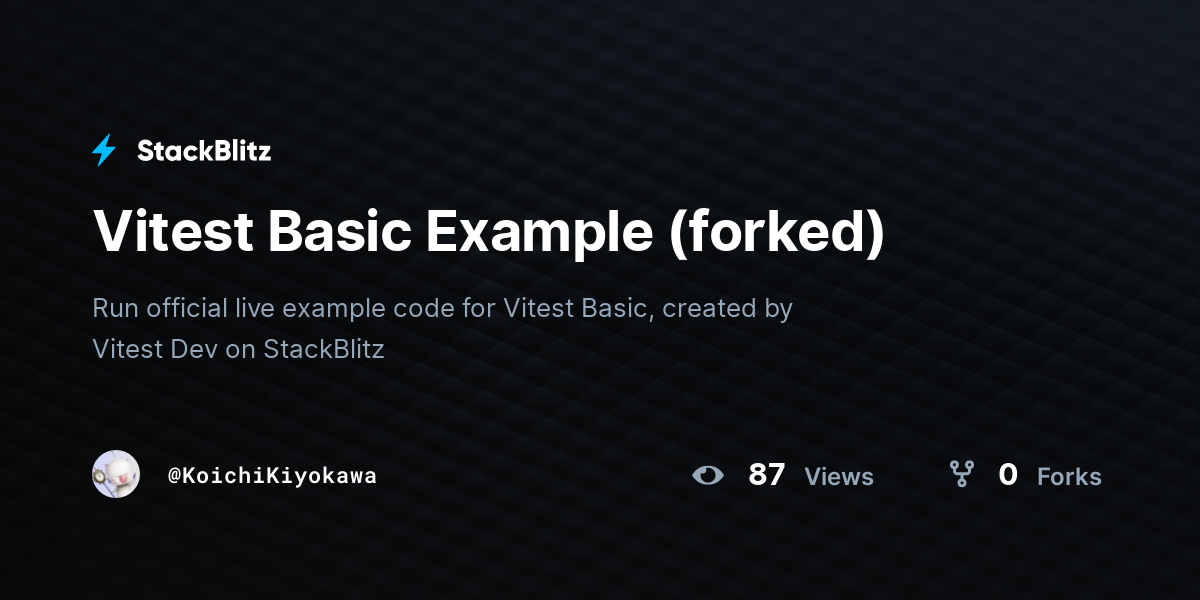 Vitest Basic Example (forked) - StackBlitz