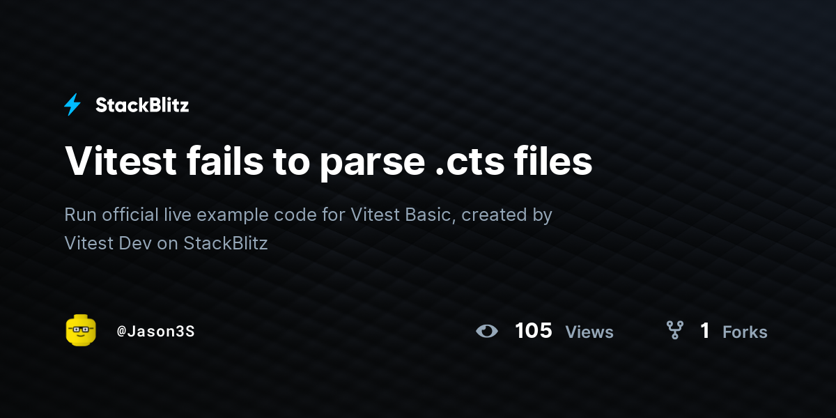 Vitest fails to parse .cts files - StackBlitz
