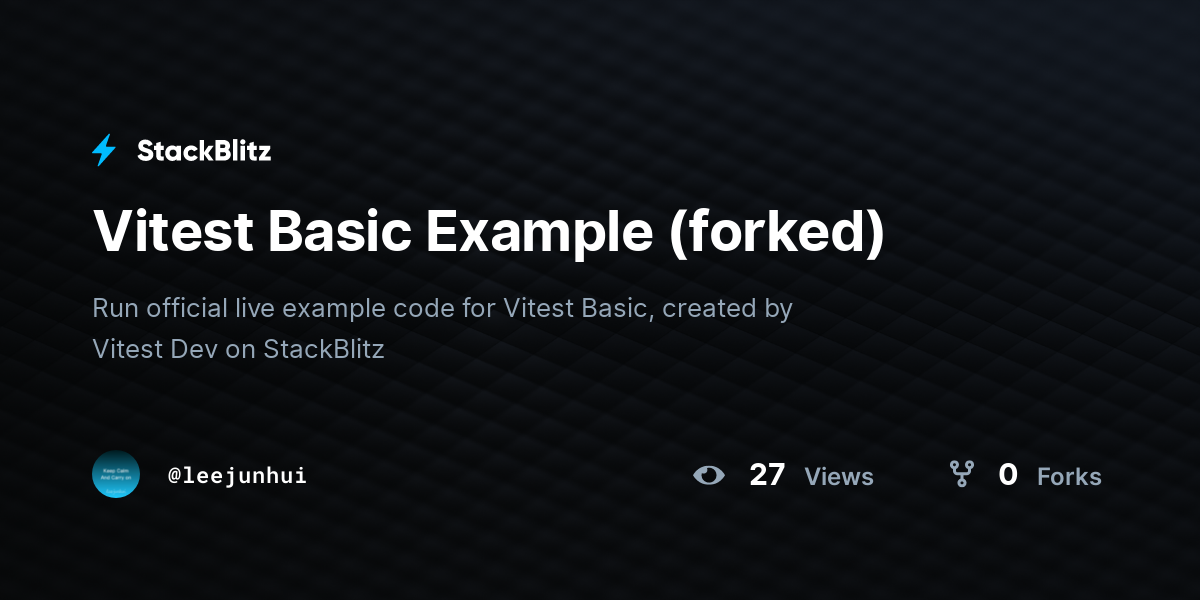 Vitest Basic Example (forked) - StackBlitz