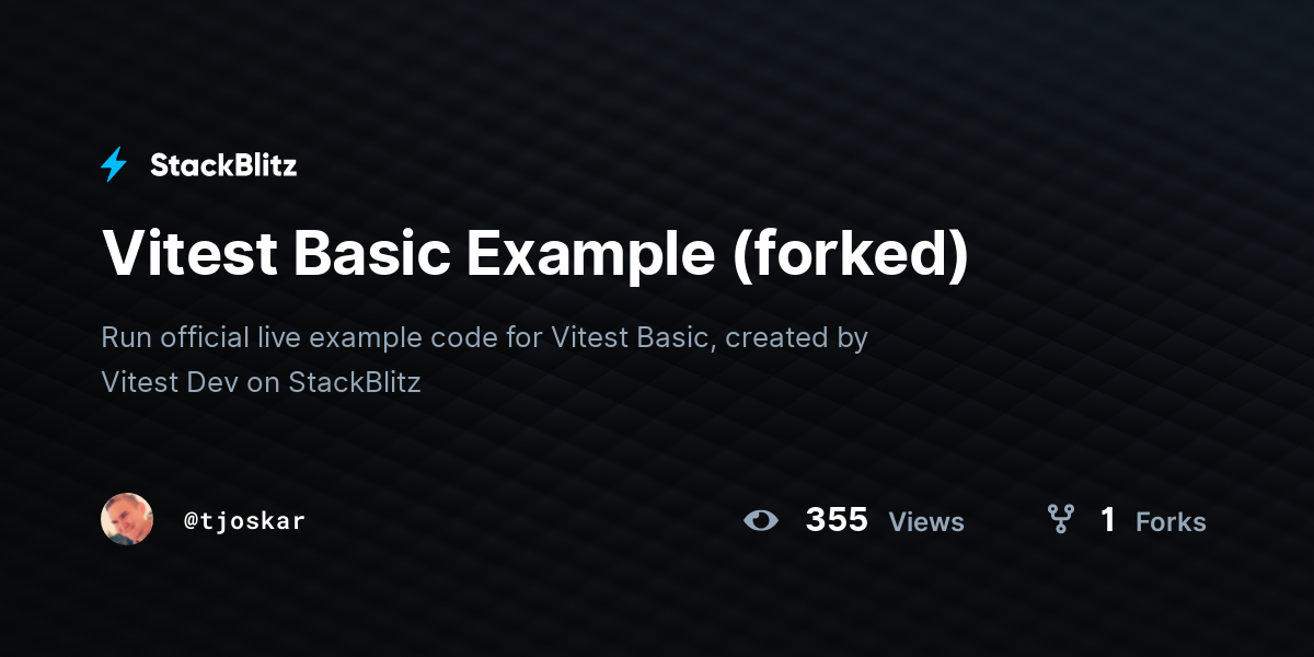 Vitest Basic Example (forked) - StackBlitz