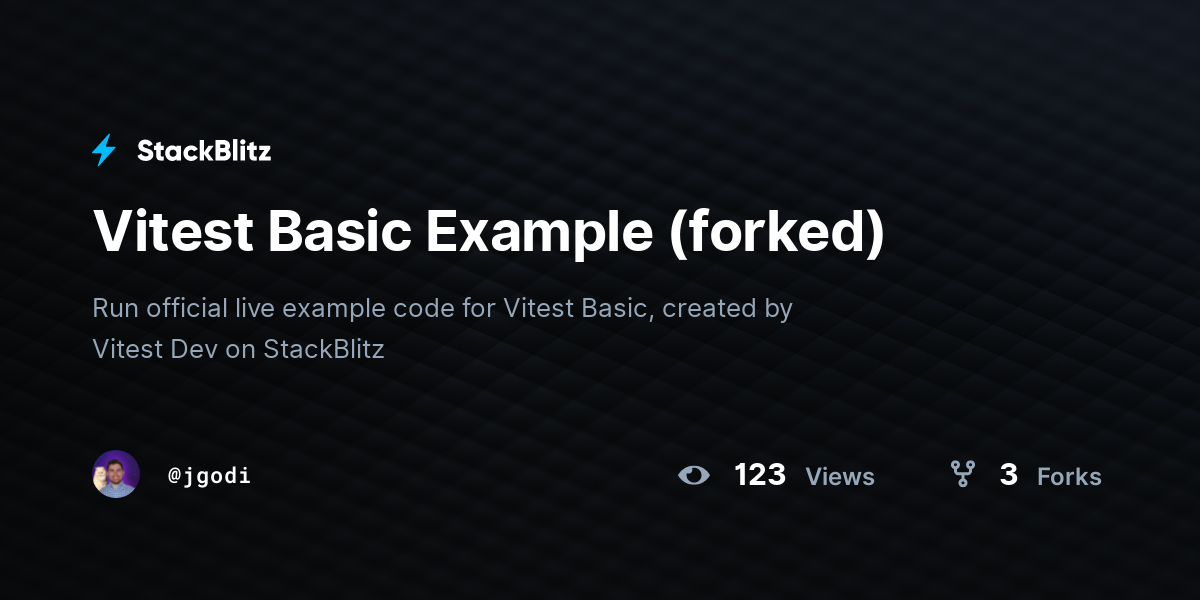 Vitest Basic Example (forked) - StackBlitz