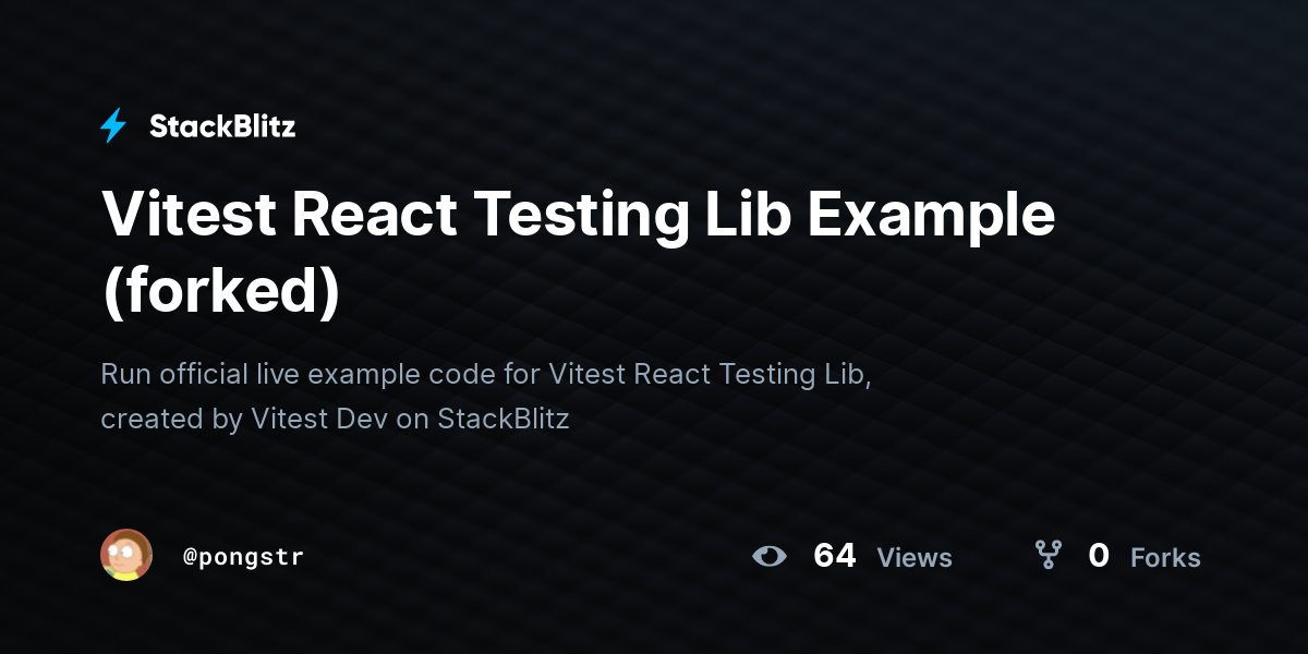 Vitest React Testing Lib Example (forked) - StackBlitz