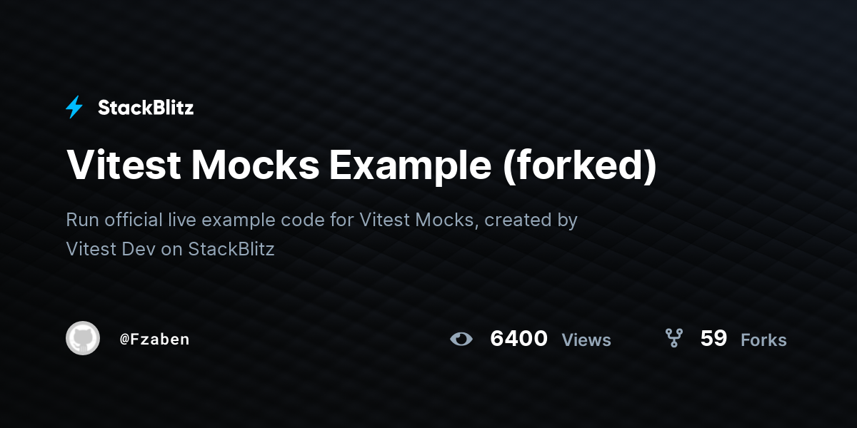 Vitest Mocks Example (forked) - StackBlitz