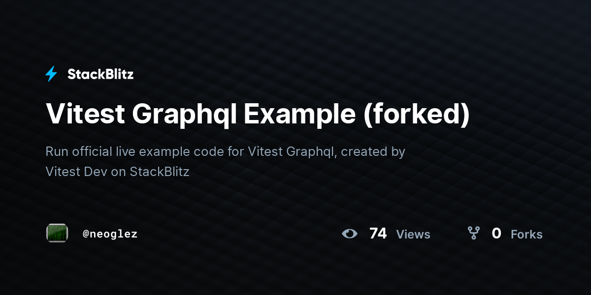 Vitest Graphql Example (forked) - StackBlitz