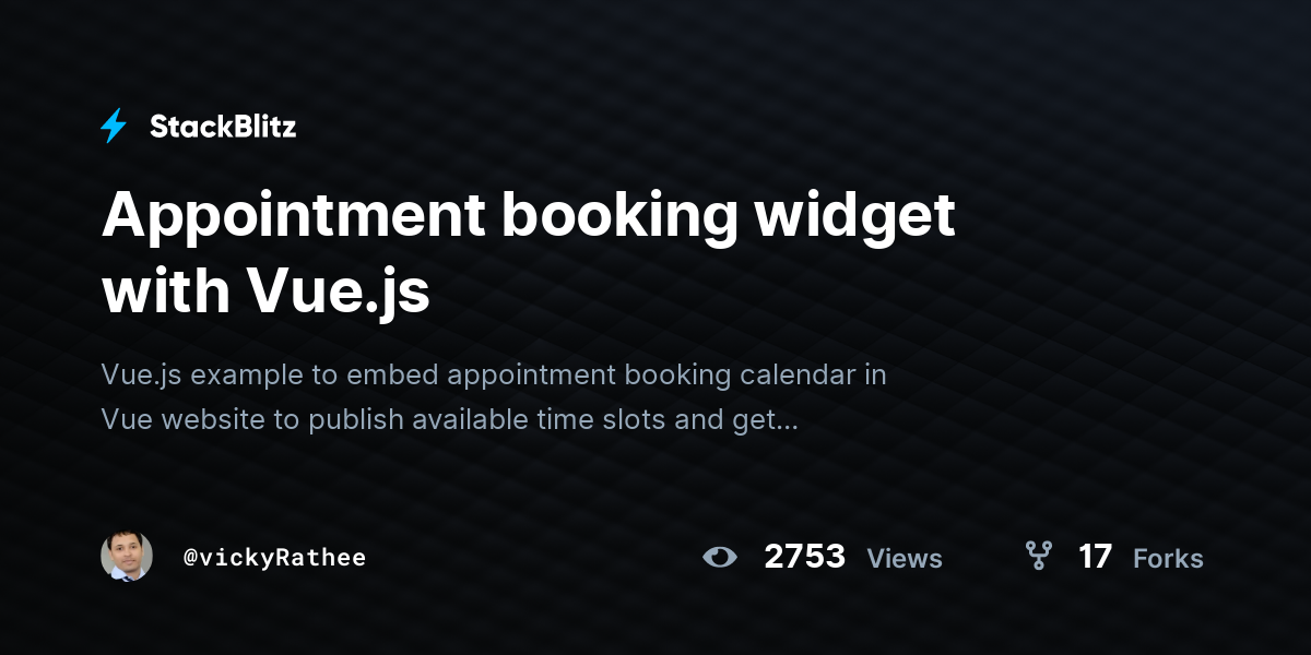 Appointment booking widget with Vue.js - StackBlitz