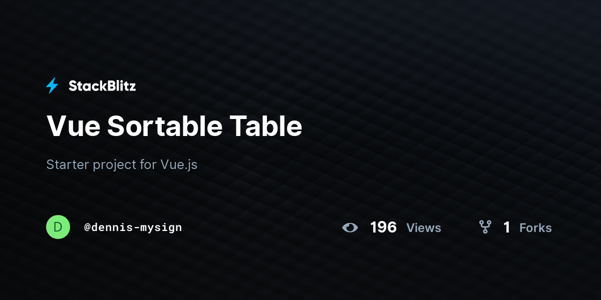 Vue Sortable Table - StackBlitz