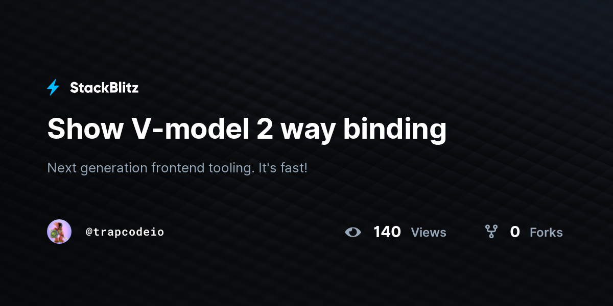 Show V-model 2 way binding - StackBlitz