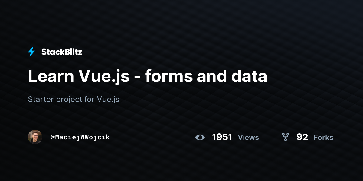 Learn Vue.js - forms and data - StackBlitz