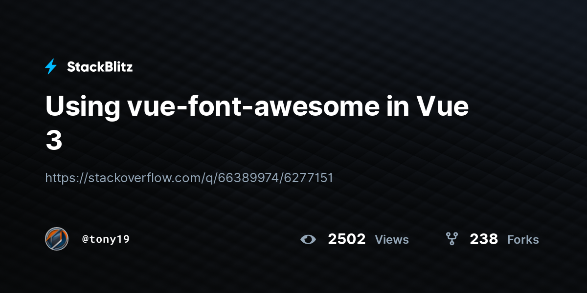 Using vue-font-awesome in Vue 3 - StackBlitz
