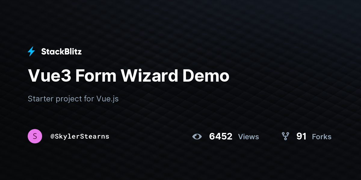 Vue3 Form Wizard Demo - StackBlitz