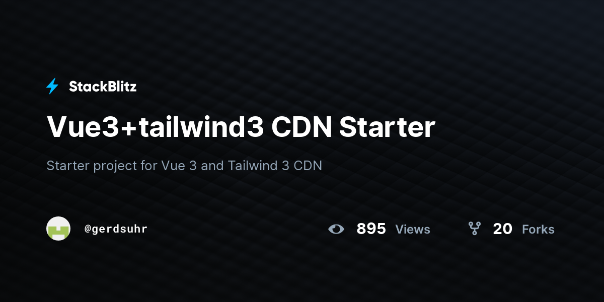 Vue3+tailwind3 CDN Starter - StackBlitz