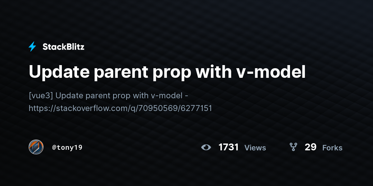 Update parent prop with v-model - StackBlitz