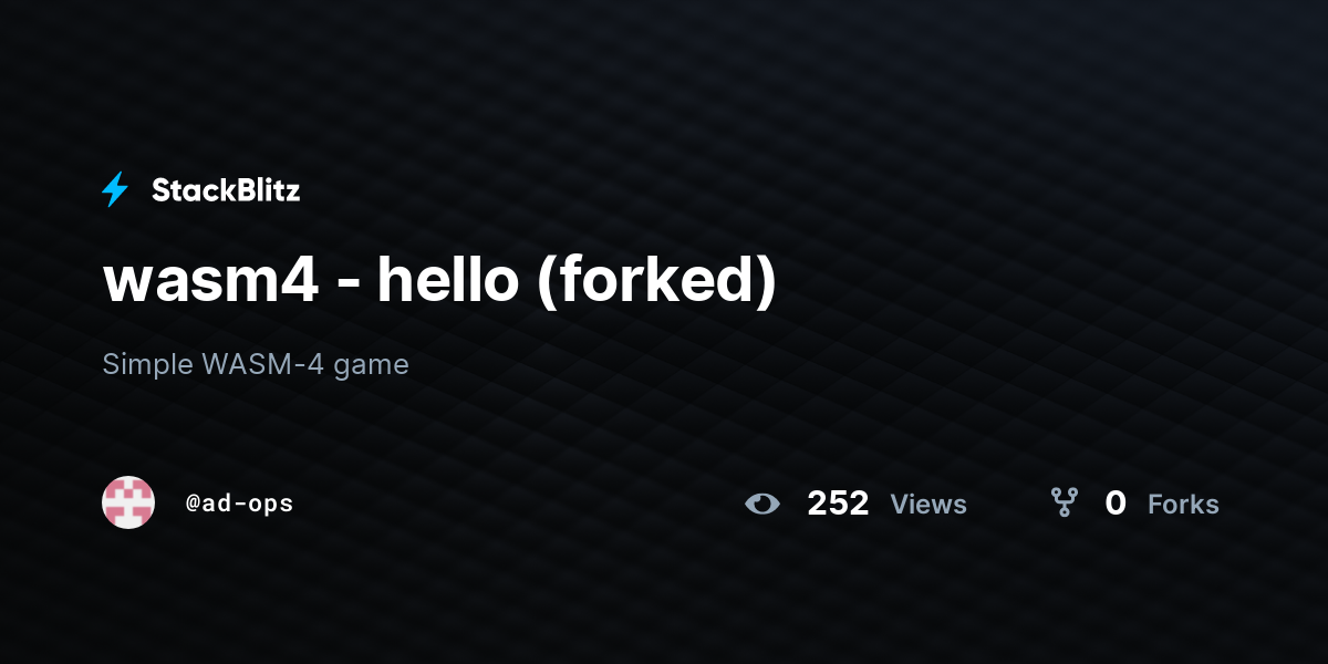 wasm4 - hello (forked) - StackBlitz