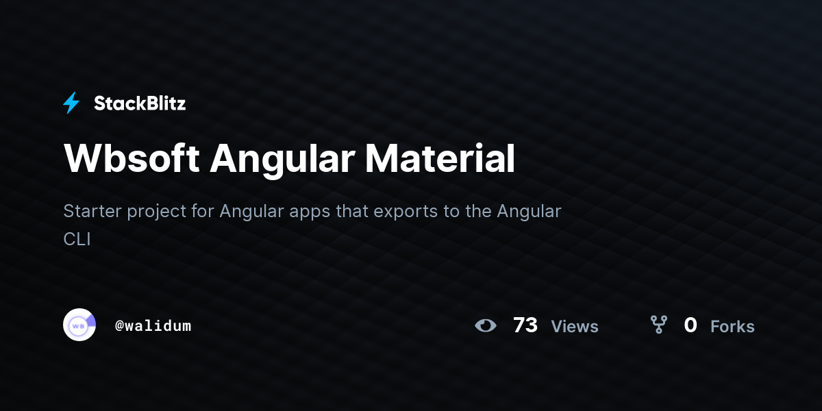 Wbsoft Angular Material - StackBlitz