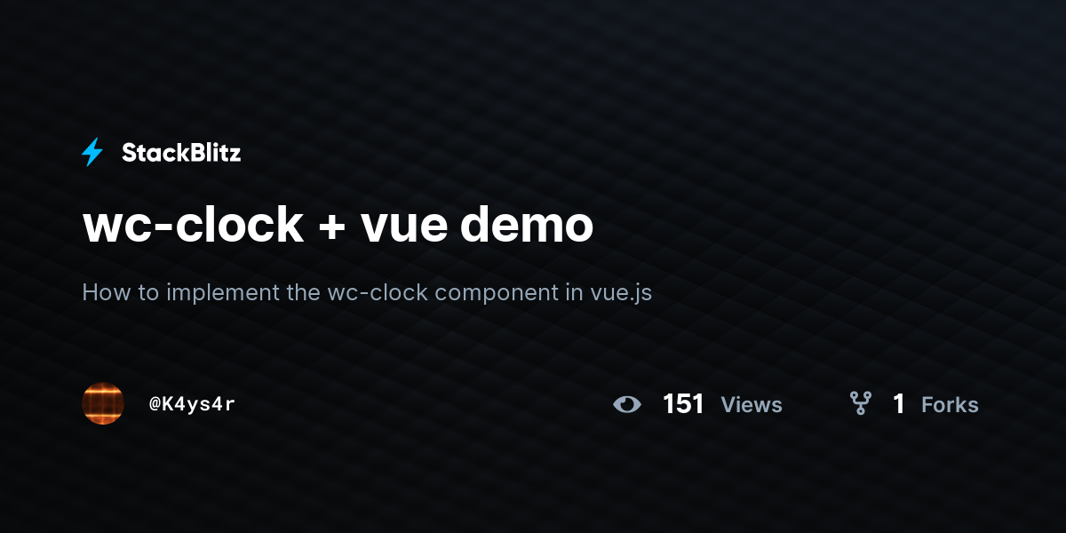 wc-clock + vue demo - StackBlitz