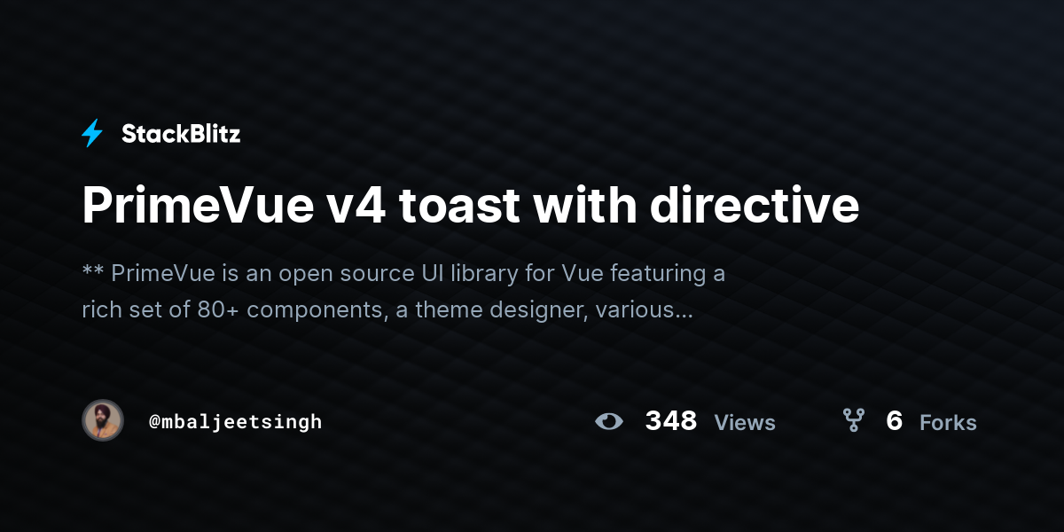 PrimeVue v4 toast with directive - StackBlitz