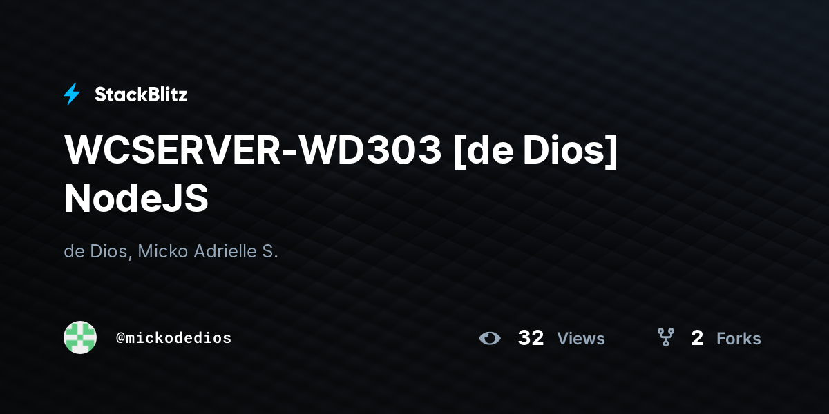 WCSERVER-WD303 [de Dios] NodeJS - StackBlitz