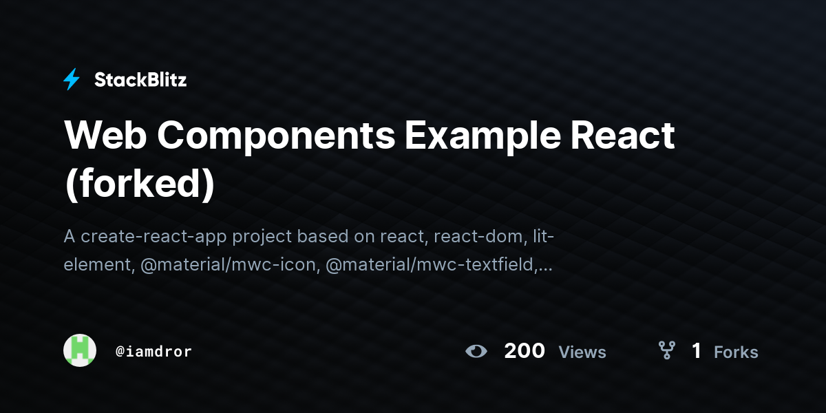 Web Components Example React (forked) - StackBlitz