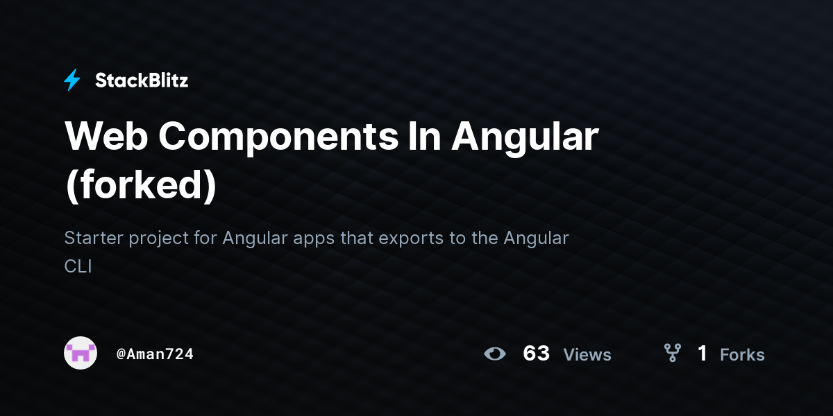 Web Components In Angular (forked) - StackBlitz