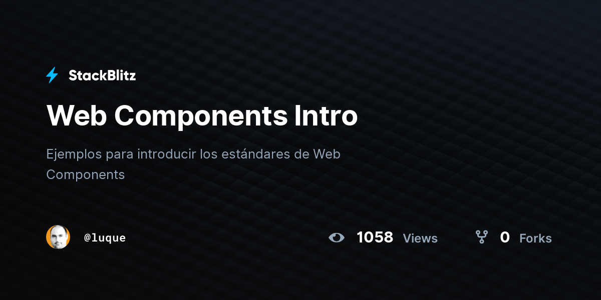 Web Components Intro Stackblitz