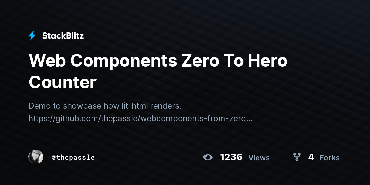 Web Components Zero To Hero Counter - StackBlitz