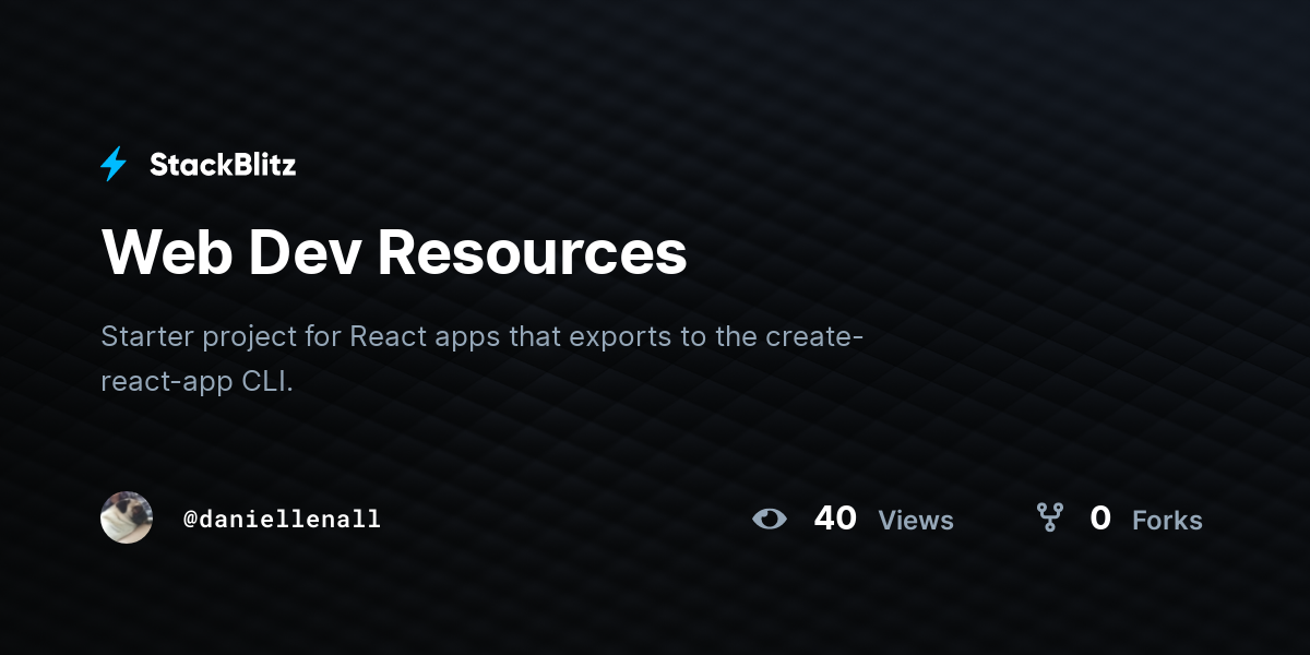 Web Dev Resources - StackBlitz
