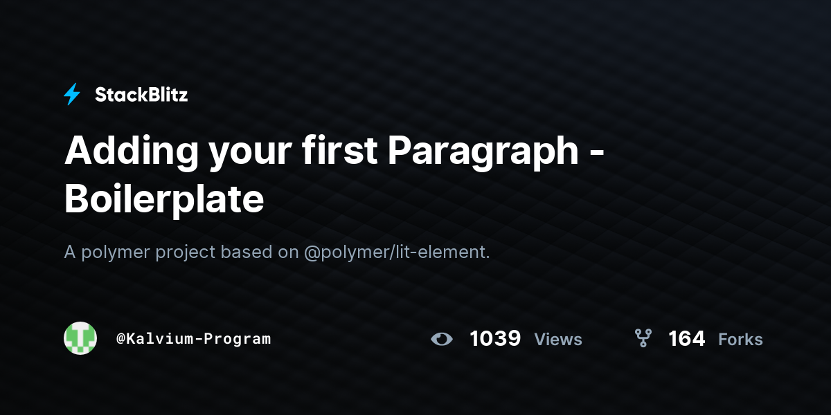 Adding your first Paragraph - Boilerplate - StackBlitz