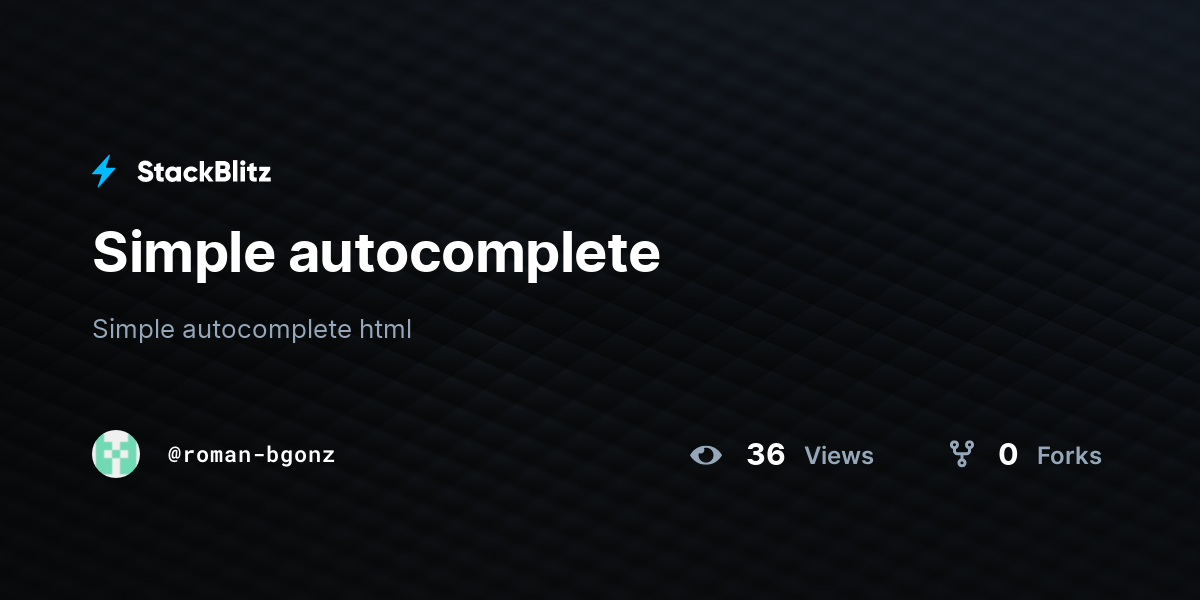Simple autocomplete - StackBlitz