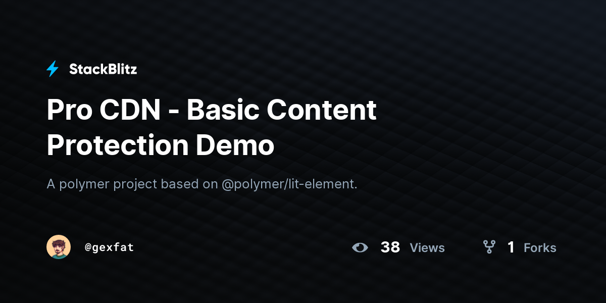 Pro CDN - Basic Content Protection Demo - StackBlitz