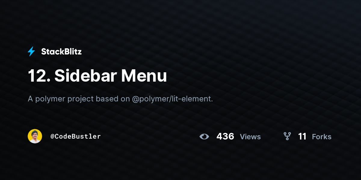 12. Sidebar Menu StackBlitz
