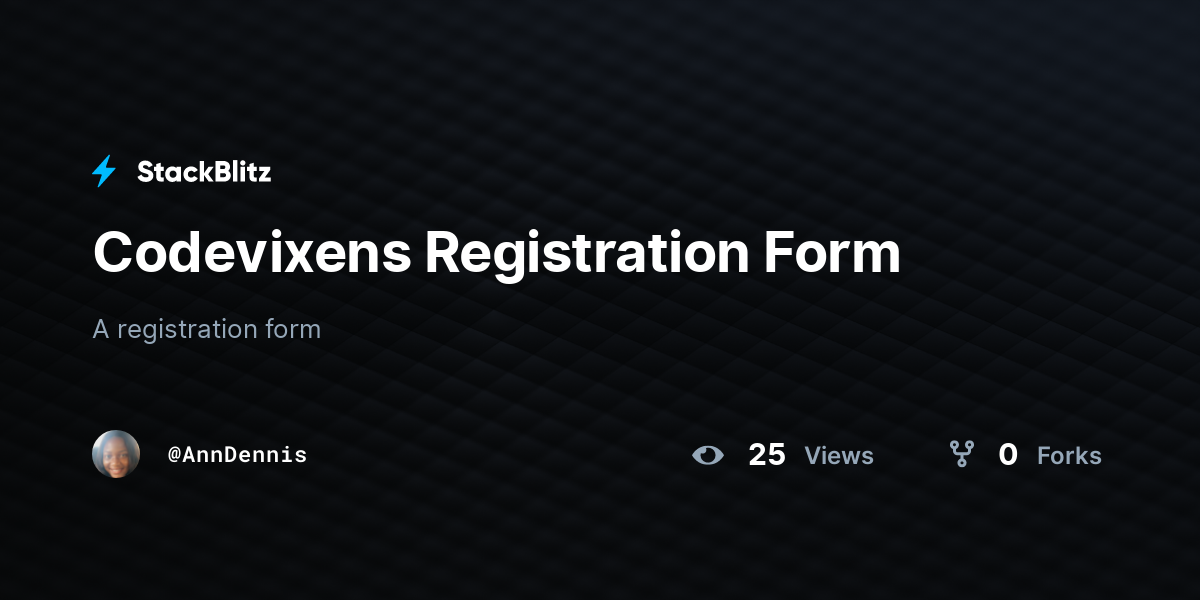 Codevixens Registration Form - StackBlitz